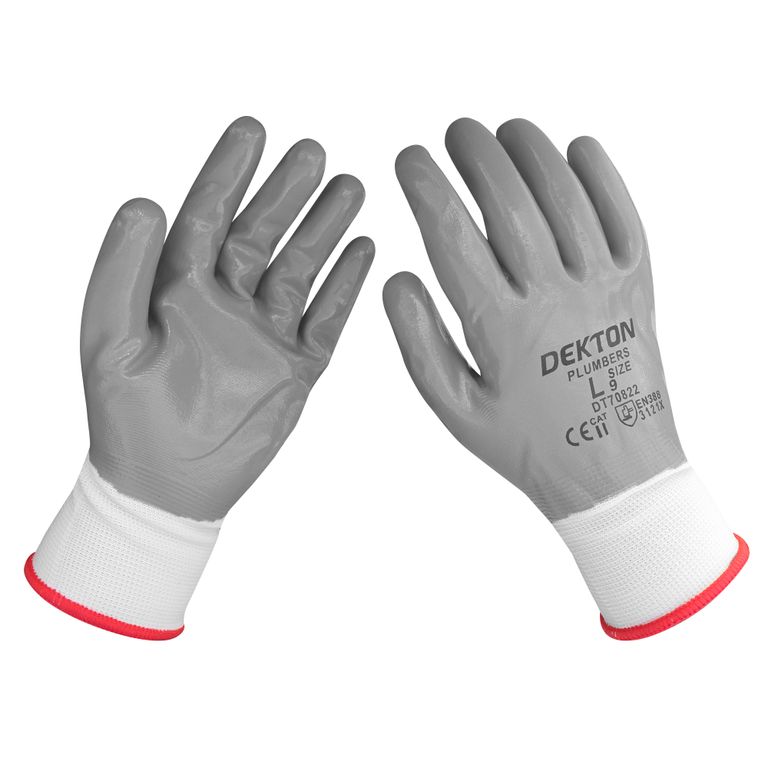 DEKTON SIZE 9/L PLUMBERS NITRILE COATED GLOVES Avron Direct